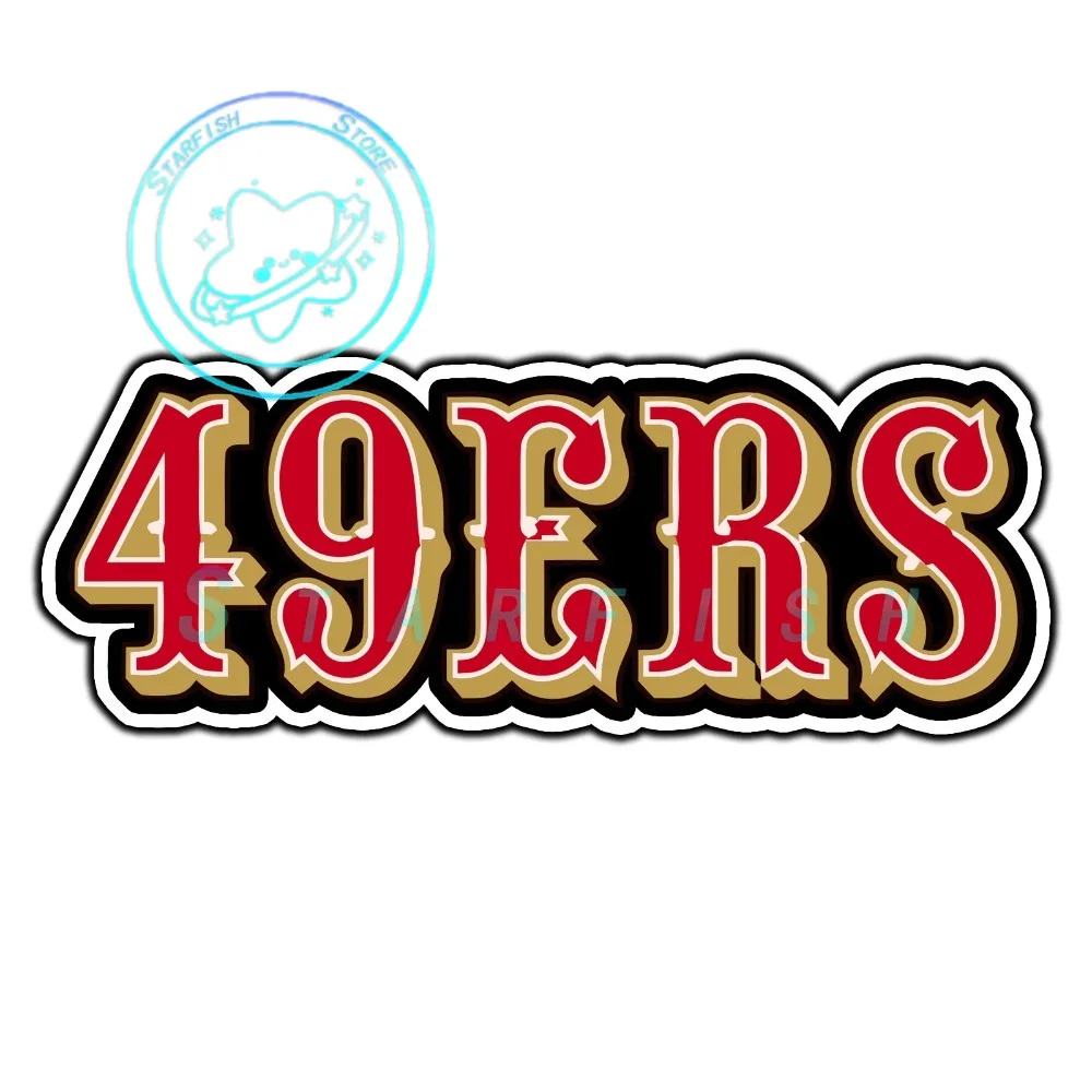 

San Francisco 49ers Logo Football Sticker Waterproof and Sunscreen PVC Material Sticker Die-cutting Decoration Spraying Process