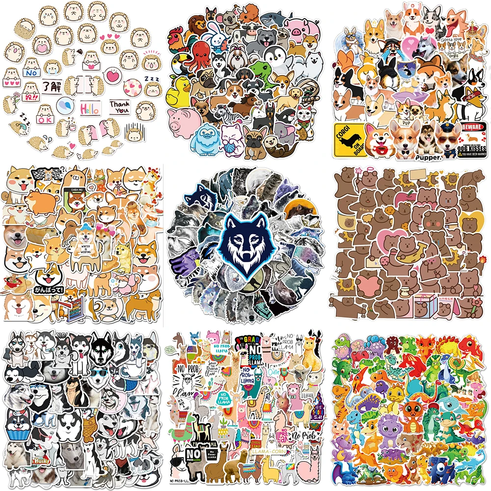 10/30/50PCS Trendy Cartoon Animal Stickers Series Creative Wolf Graffiti Helmet Luggage Laptop Notebook DIY Decoration Wholesale