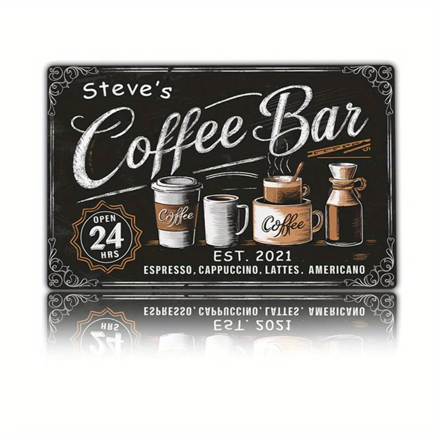 1 Stück personalisiertes Vintage-Kaffeebar-Metallschild, 8 x 12 Zoll, staubdicht und wasserdicht (nur Dekoration)