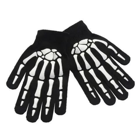 Knitting Gloves Skeleton Head Luminous Half Finger Full Fingers Print Warm Breathable Men Women Fitness Glove Cycling Equipment