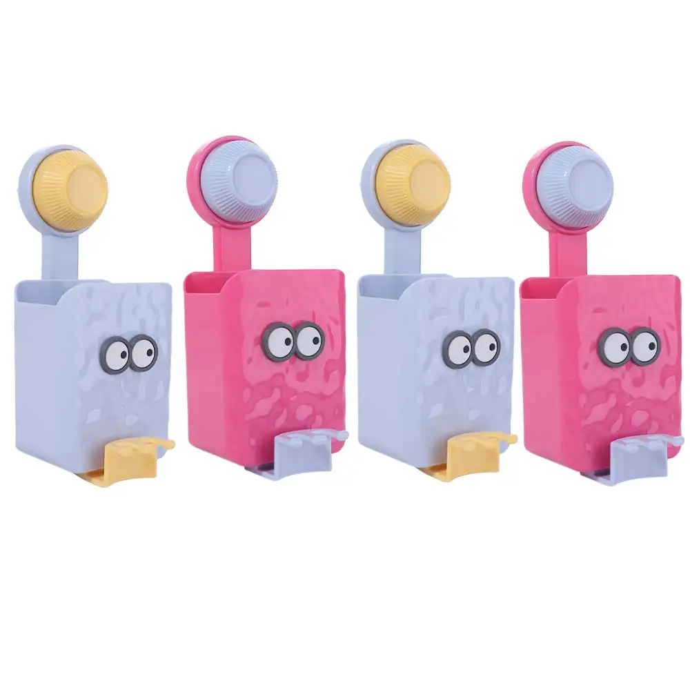 

4Pcs Dopamine Suction Cup Toothbrush Holder Wall Mounted Cartoon Toothbrush Storage Rack Plastic Sundry Storage Box for Home