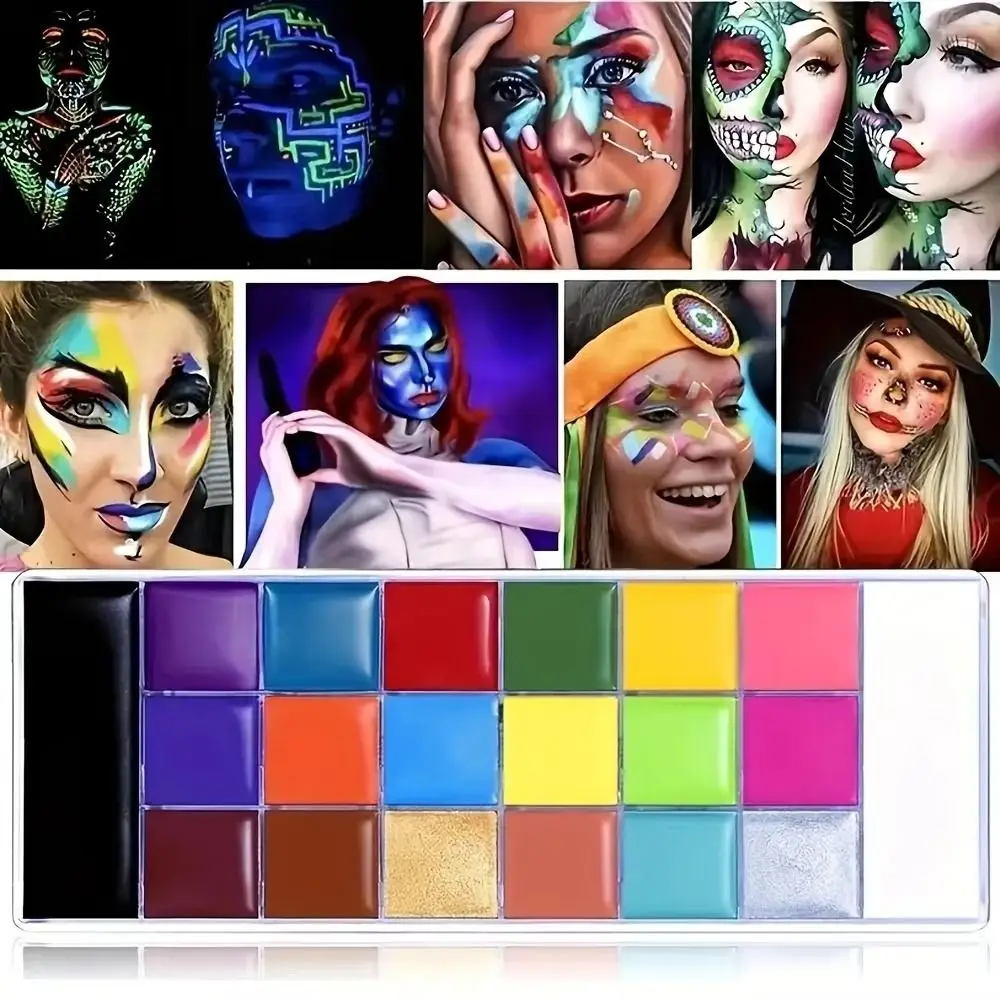 Kit de peinture pour le visage et le corps multicolore, maquillage imperméable, peinture d'art corporel, facile à nettoyer, Palette de peinture pour le visage colorée, fête