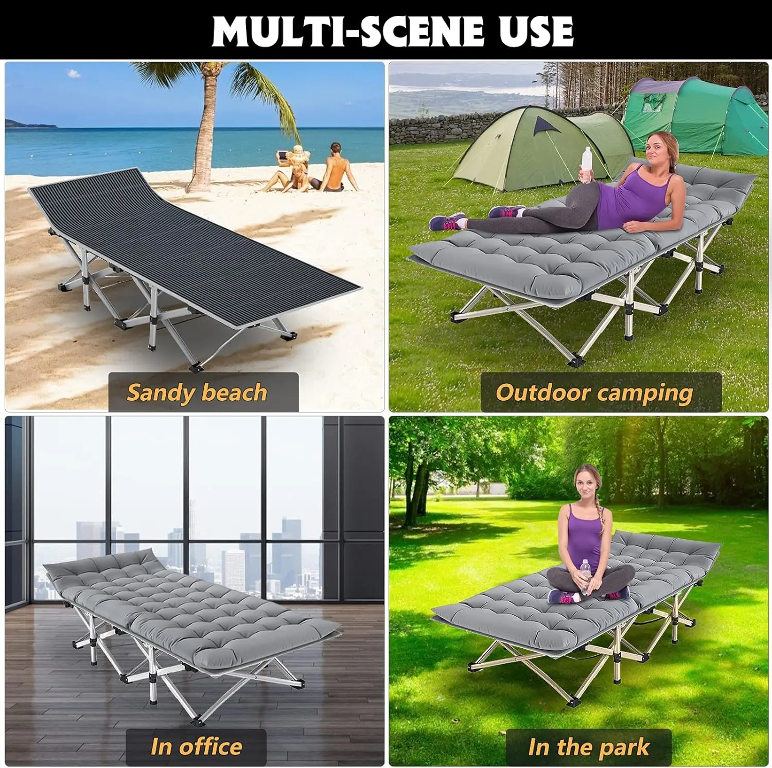 Folding Camping Cot for Adults, Heavy Duty Sleeping Cot for Adults Portable Sleeping Bed Outdoor Cot Bed