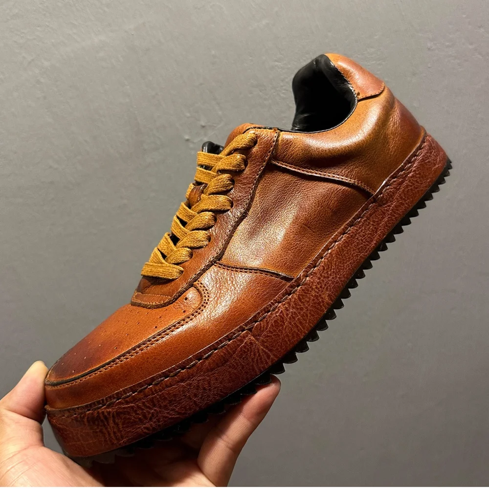 

Осенне-зимняя повседневная мужская обувь в стиле ретро из коровьей кожи ручной работы, легкая, дышащая, повседневная кожаная обувь для занятий спортом на открытом воздухе