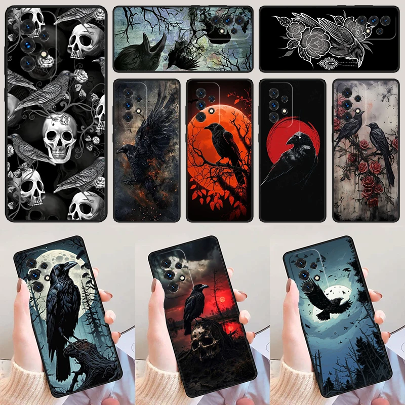 Goth Raven For Samsung Galaxy A52 A72 A73 A20e A21S A50 A70 A11 A12 A42 A31 A40 A51 A71 A32 A80 A91 Phone Case