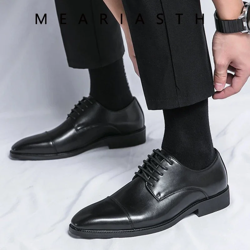 2024 Man Split Leather Shoes Rubber Sole EXTRA Size 36 37 38 39 40 41 42 43 44 45 48 Man Business Office Male Dress Lether Shoes