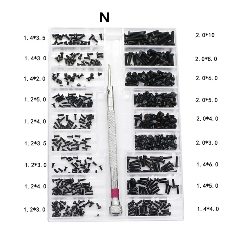 

18 Types 500Pcs Mini screw DIY Kit +1.6mm Screwdriver For Laptop Computer Assemble Repair Screw Fastener set