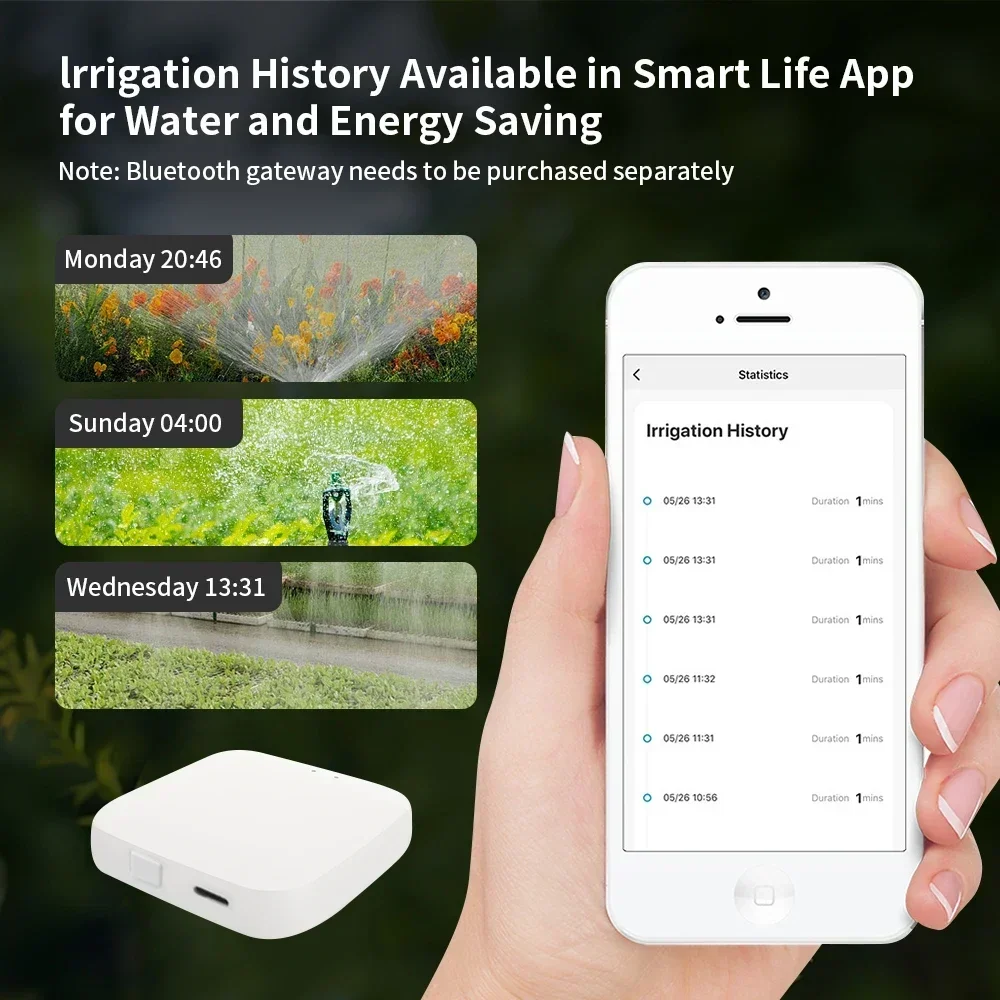 TNCE Tuya Smart Bluetooth Dual Hose Garden Irrigation Watering System Remote Garden Water Timer Rain Delay support Alexa