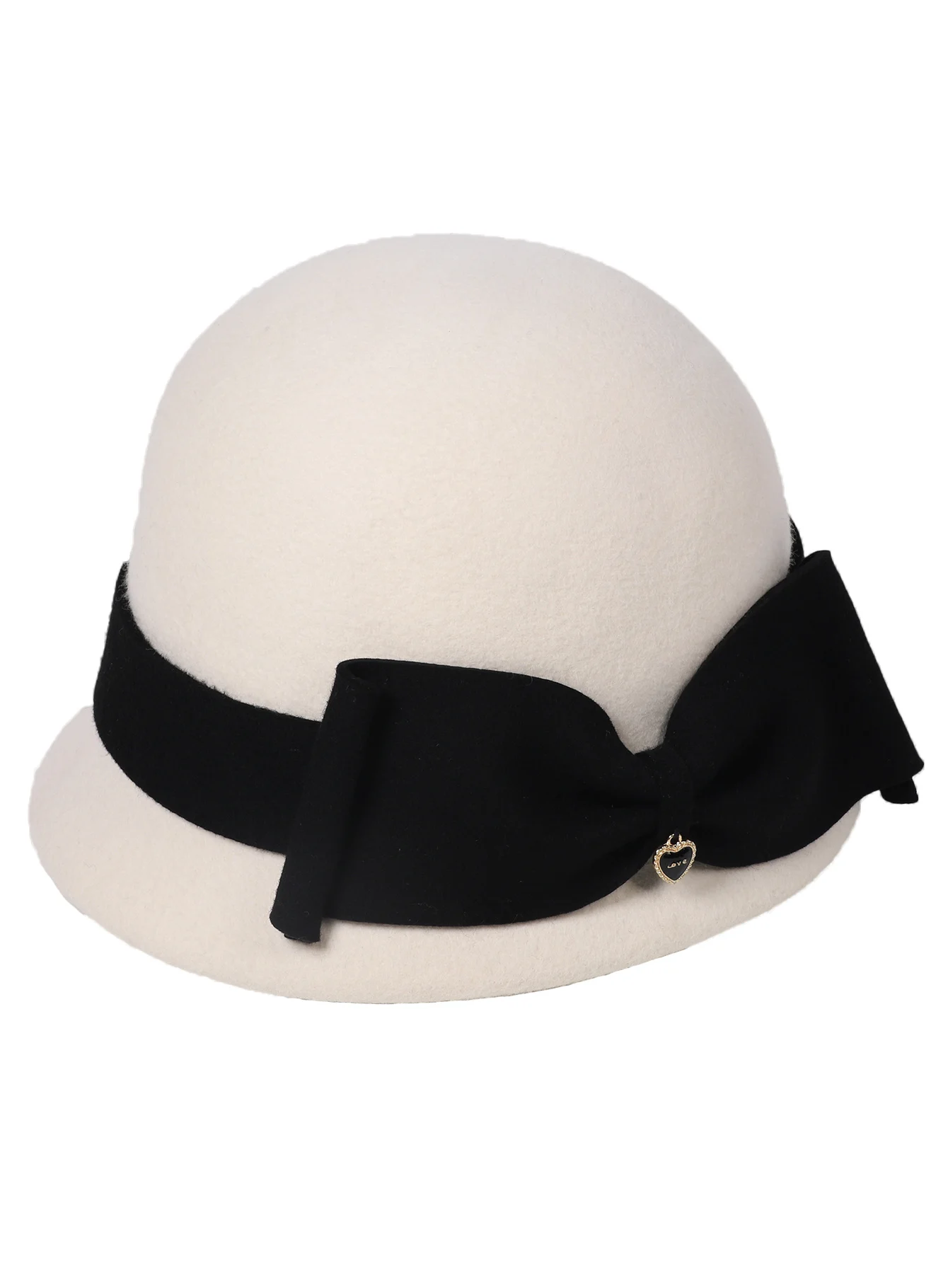 Elegant Luxury Winter Wool Felt Bowler Hats for Women Black/White Curl Brim Top Hat for Wedding Church Cocktail Tea Party Dress