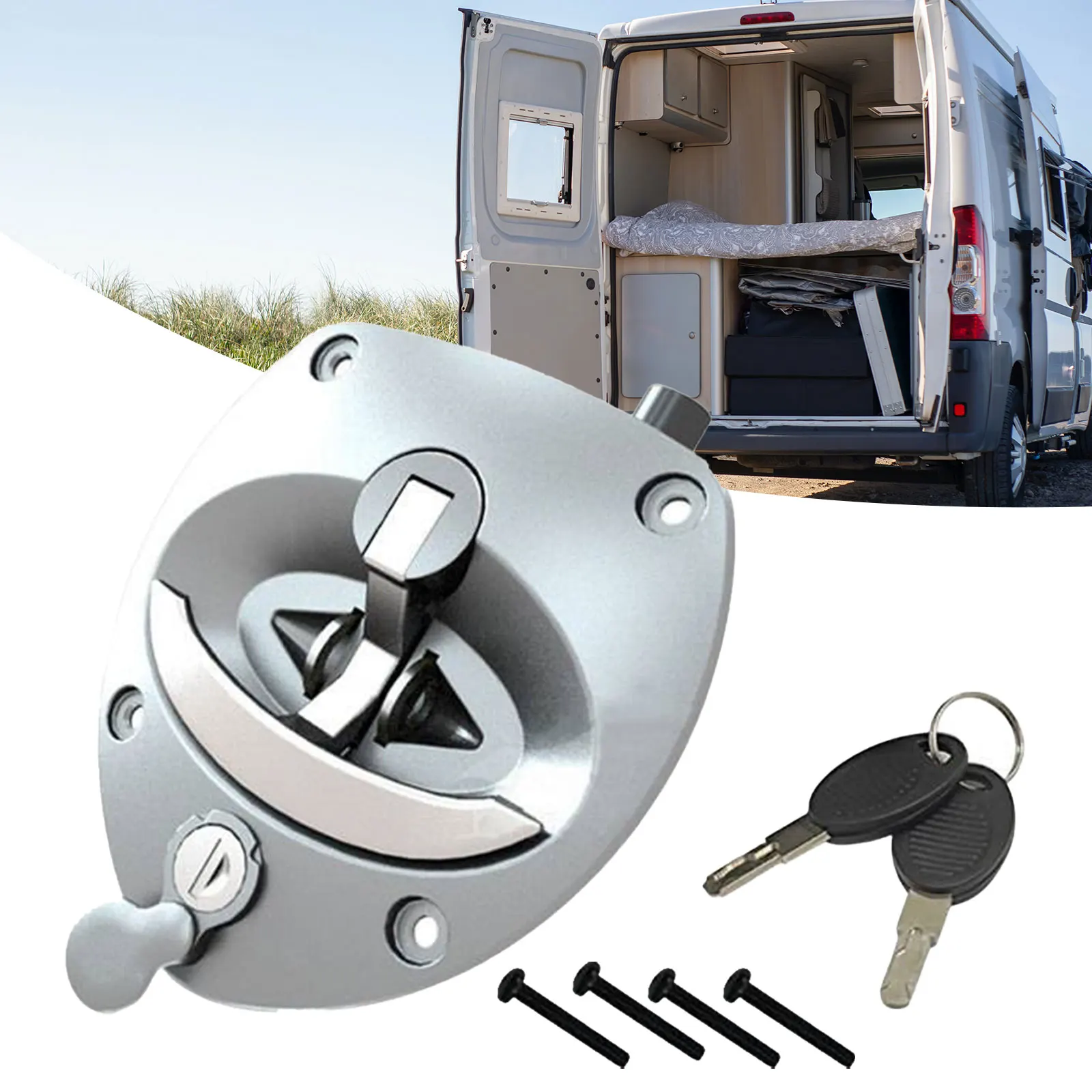 RV Entry Door Lock Camper Door Latch Easy Installation Replacement for Motorhome Cargo Hauler Toolbox Yacht Instrument Box