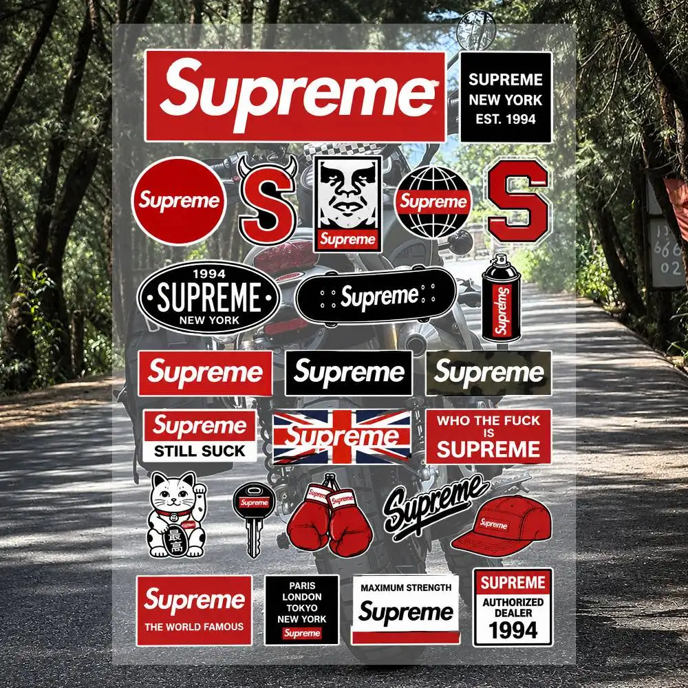 A-s-su-pre-me-e Anime Stickers Set Waterproof Vinyl Decals For Laptop Phone Case Helmet Motorcycle Skateboard Car Luggage