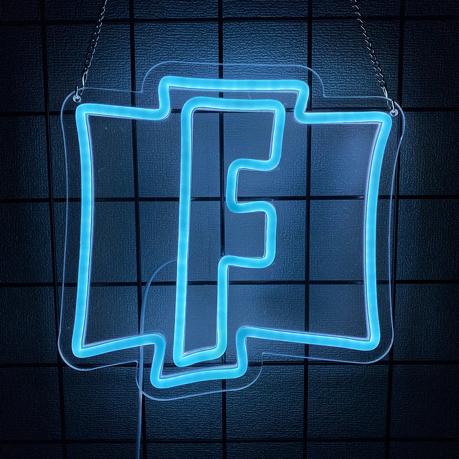 Letter F Neon Sign, Blue Led Letter Icon Usb Powered Light, Suitable For Bedroom Game Room Club Party Man Cave Bar Decor.