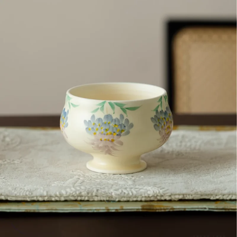 

1 Pc Chinese Creative Ceramic Tea Cup Handmade Flowers Teacup Household Beauty Tea Bowl Travel Personal Meditation Cup Tea Set