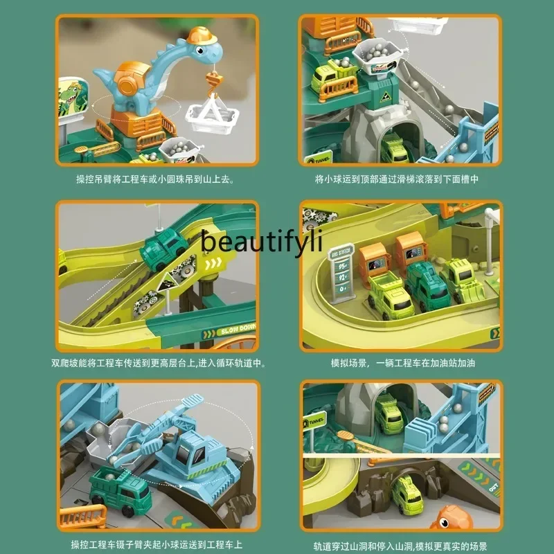 Dinosaurus treinwagon kosten kleine trein parkeerplaats speelgoedauto grote avontuurlijke jongen puzzel
