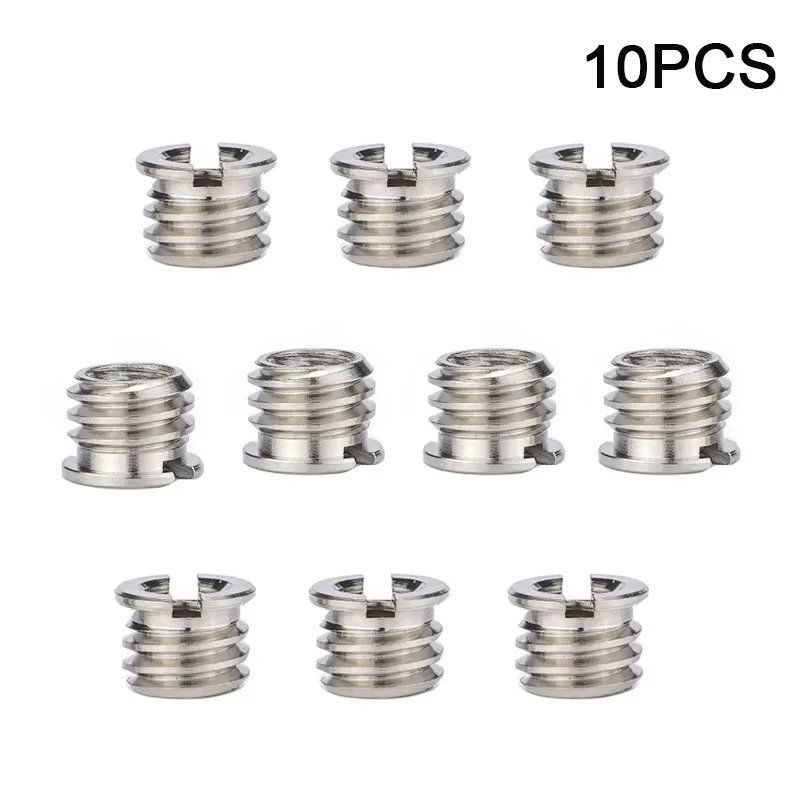 Camera Tripod Quick Release Plate Adapter Screw 1/4 to 3/8 Thread Nut Stainless Steel Copper Ball Head Mount Converter