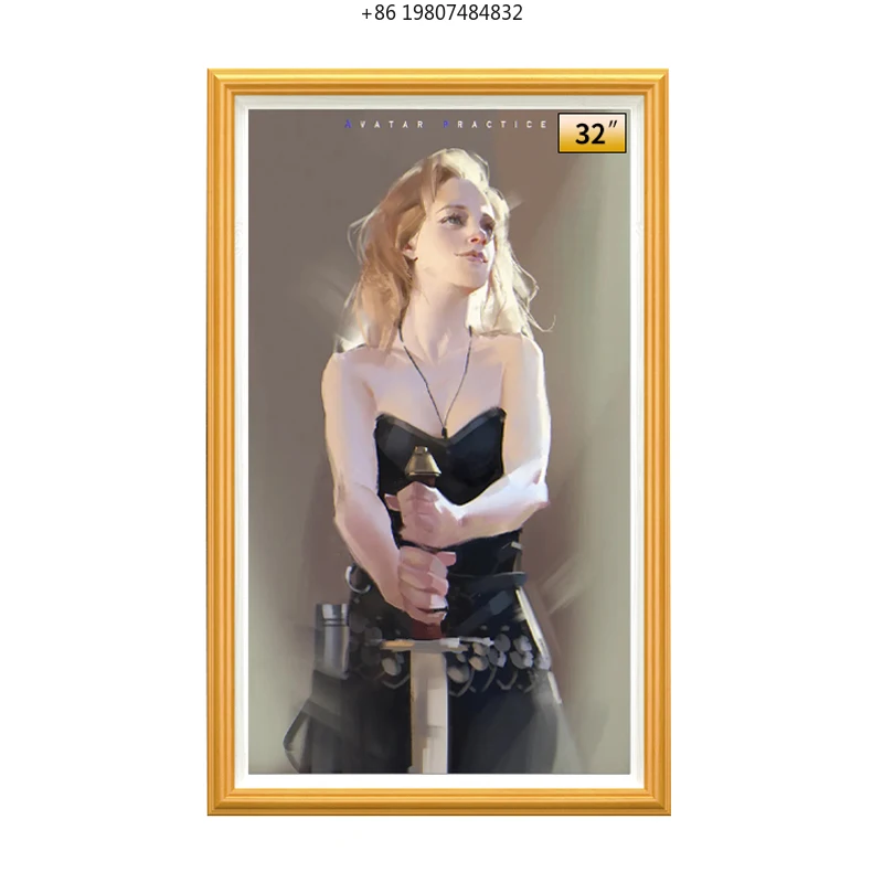 Museum Gallery Digital Canvas Wooden Frame, 1080p Android IR Touch LCD Digital Photo Frame, For Indoor Advertising Display