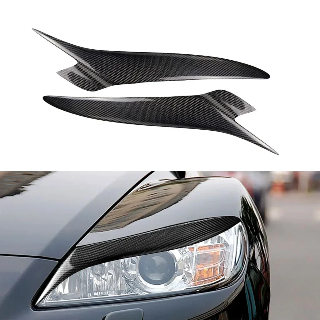 New！ Car Front Headlight Eyebrow Eyelids Stickers For Mazda RX8 2004 2005 2006 2007 2008 Real Carbon Fiber