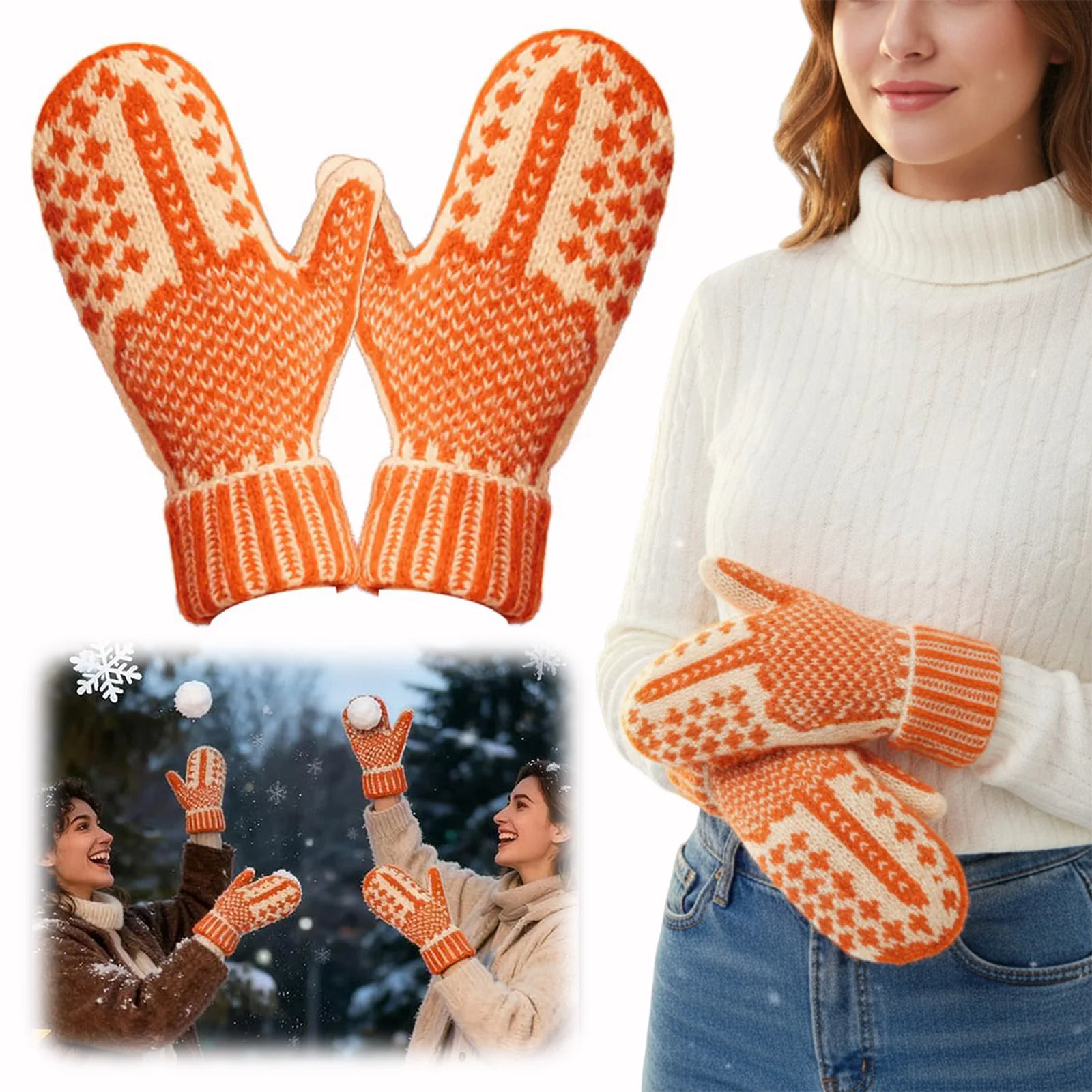 

Варежки The Naughty List, уютные вязаные варежки со скрытой полостью, зимние теплые варежки ручной вязки со скрытым средним пальцем для катания на лыжах и езды на велосипеде