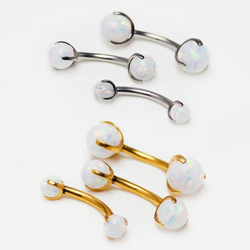 F136 titane opale sourcil Piercing incurvé haltère yeux en vrac sourcil Cartilage anneau morsure Labret Stud Tragus Piercing en gros