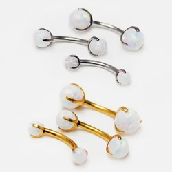 F136 Titanium Opal Eyebrow Piercing Curved Barbell Eyes Bulk Eyebrow Cartilage Ring Bite Labret Stud Tragus Piercing Wholesale