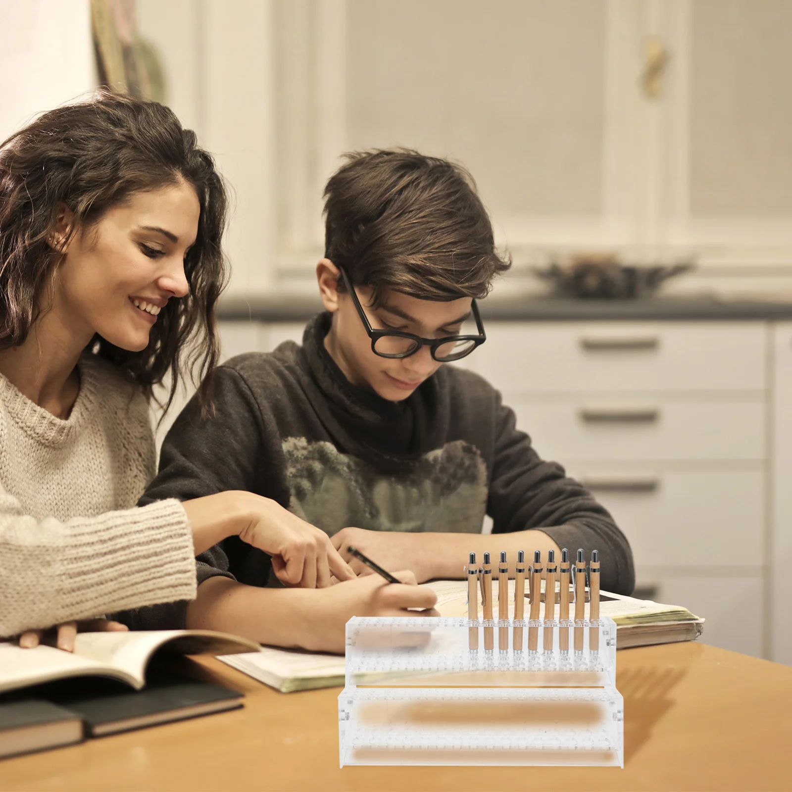 

1Pcs 48 Holes Double Layer Acrylic Pen Stand Transparent Desk Organizer for Pens Pencils Makeup Brushes Ballpoint Gel Storage