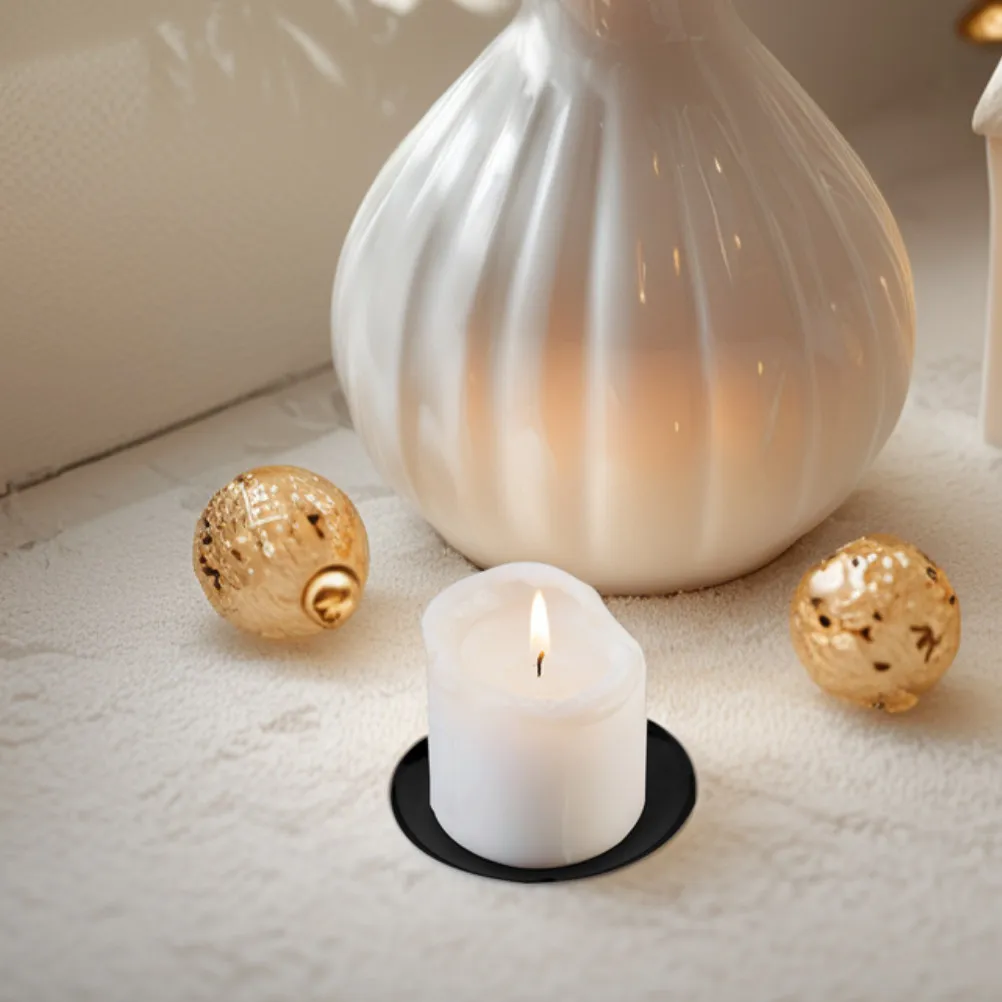 10Pcs Xmas Wreath Plate Metal Fixator Pillar Candlestick Holders Dining Table Centerpiece Decor Tealight Stand view 2