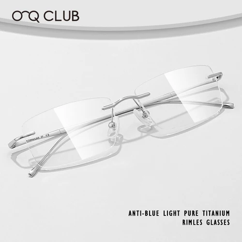 O-Q CLUB monturas de gafas de lectura de titanio ultraligeras para hombre, gafas simples sin montura para miopía, gafas graduadas personalizadas