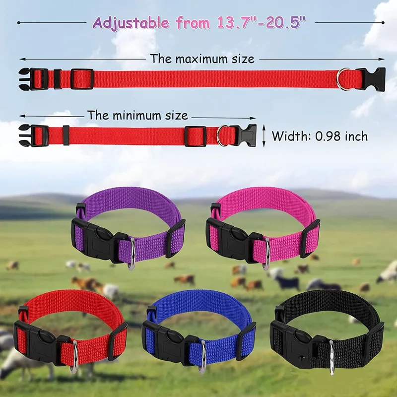 Adjustable Goat Collars with Bells Dog Collar Pet Leash Nylon Rope Sheep Grazing Copper Bell Farm Animal Accessories