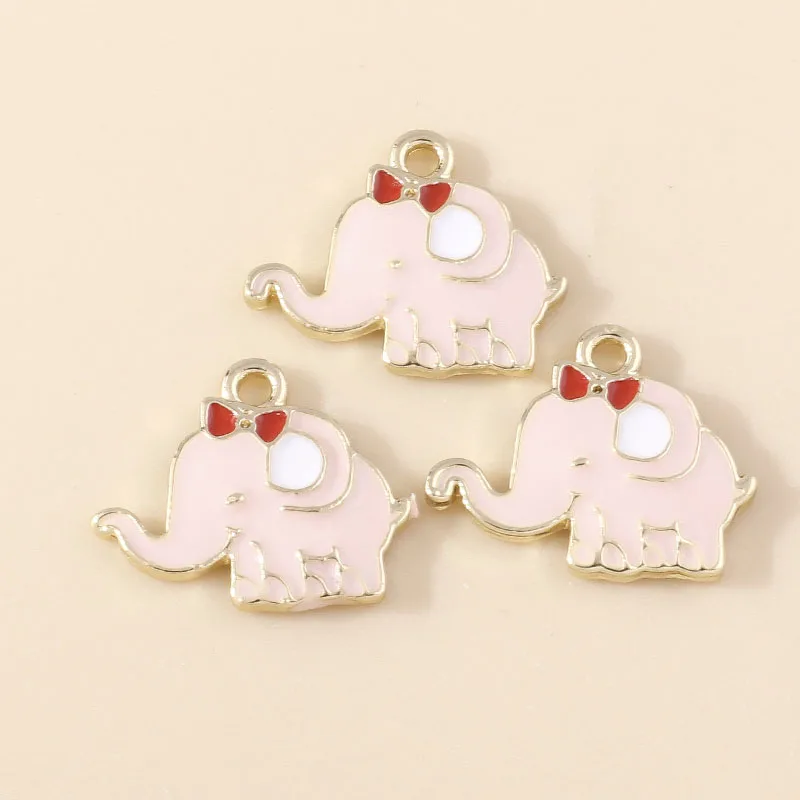 Leslie 10 Stück Emaille-Elefant-Charms-Anhänger für Armbänder, Ohrringe, handgefertigte Schmuckstücke, DIY-Halskettenherstellung, Zubehör – Detail 3
