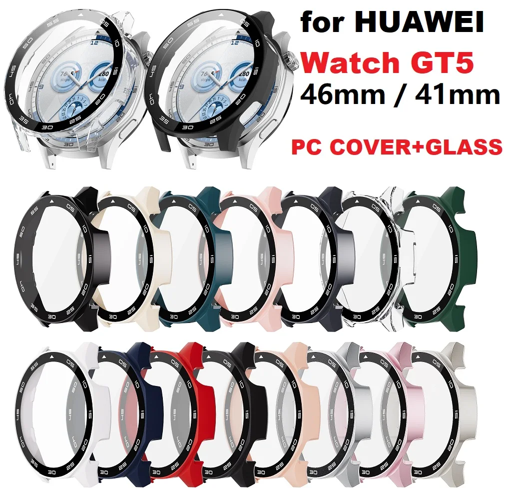 

30PCS PC Protective Case for HUAWEI Watch GT5 46mm / GT5 41mm Smartwatch Bumper Full Cover Tempered Glass Screen Protector Cover