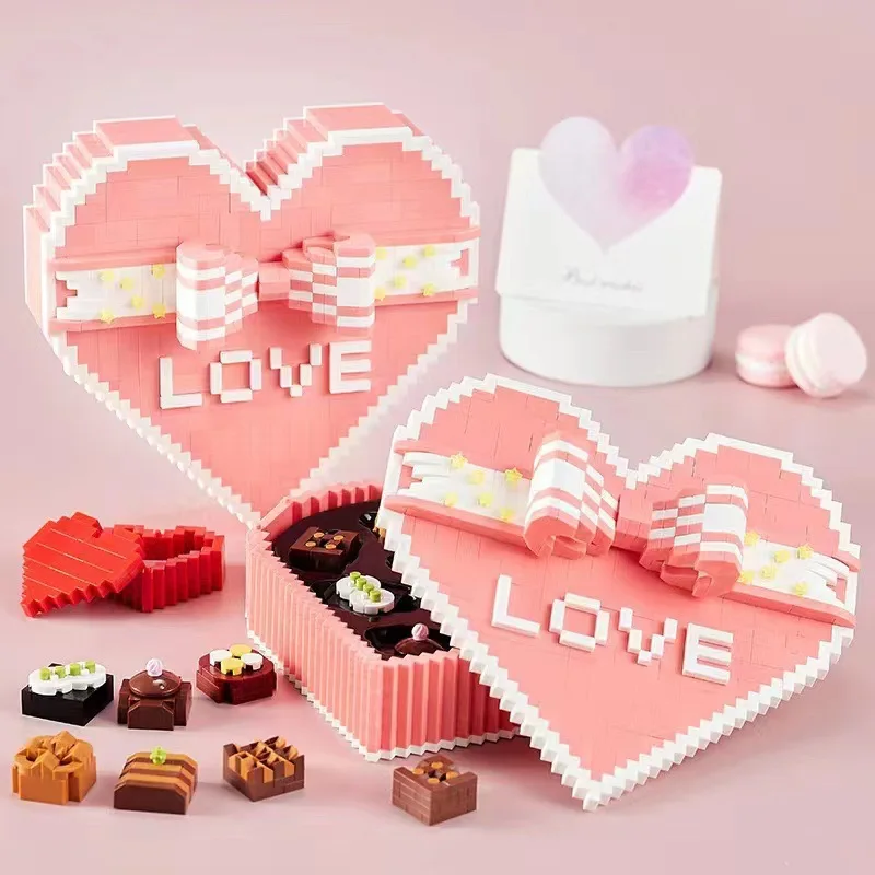 Adults Heart Micro Building Blocks Construction Set for Children Girls 18 Years Old Valentine Day DIY Assembled Mini Bricks Toy