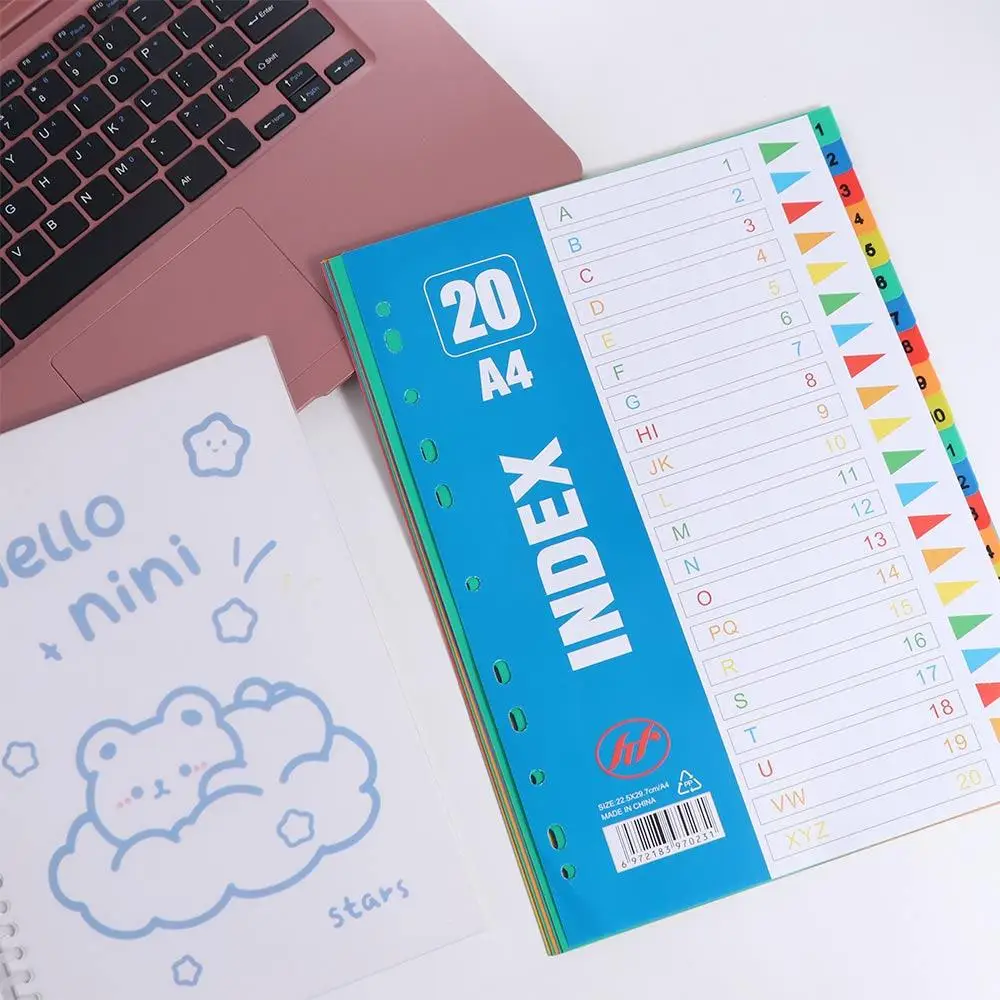 5/10/12/20/31Pages Index Separator Page Numbers PP Material Loose-leaf Dividers Colored 11Holes Binder Dividers Office Supplies
