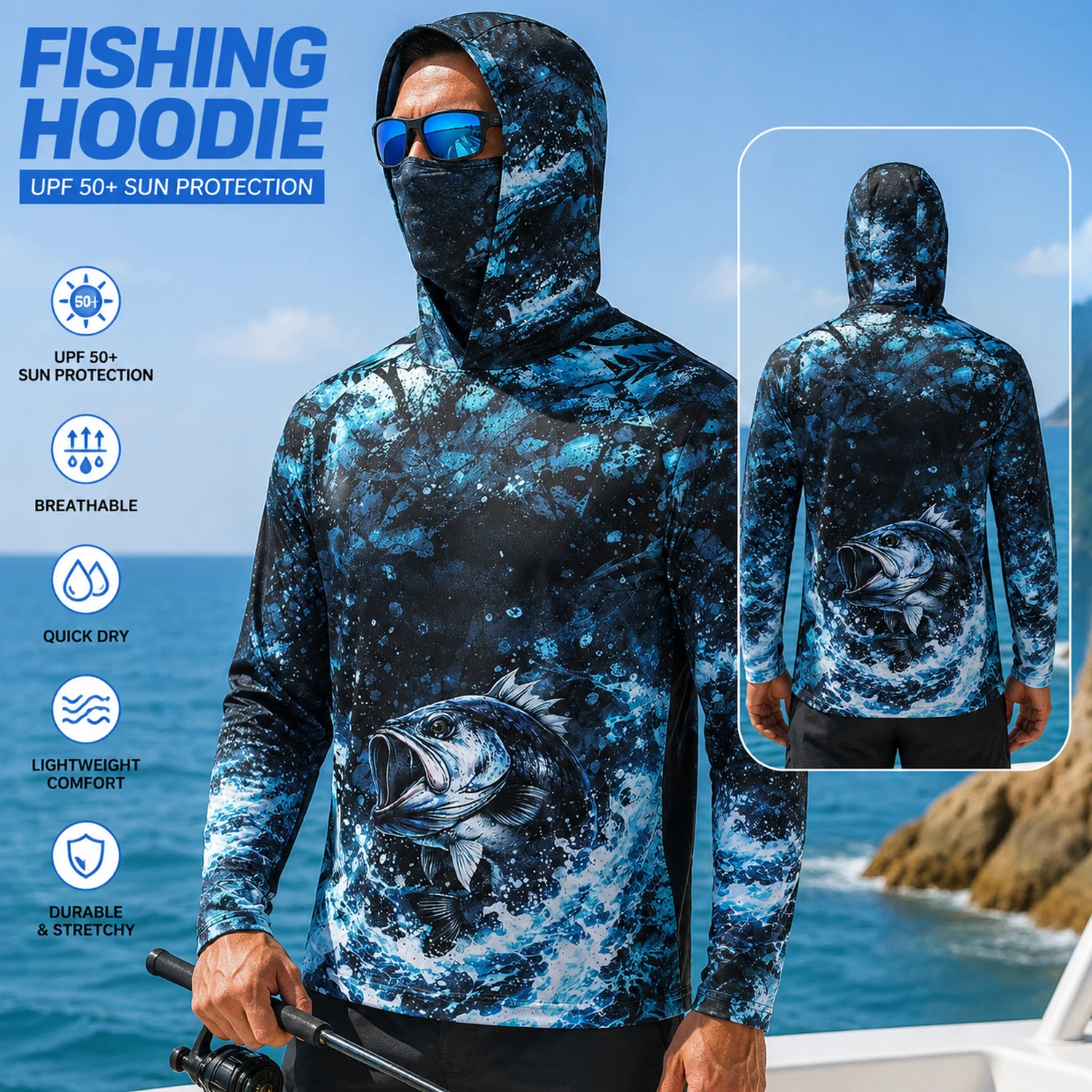 Fishing Shirt Uv Protection - Men's Hooded Performance Fishing Shirt Long