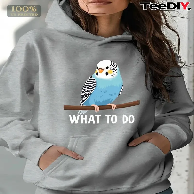 

Зима-Осень Толстовка больших размеров Женская женская милая птица-буджок Что делать Белый текстовый принт Y2k Одежда с длинным рукавом Модная