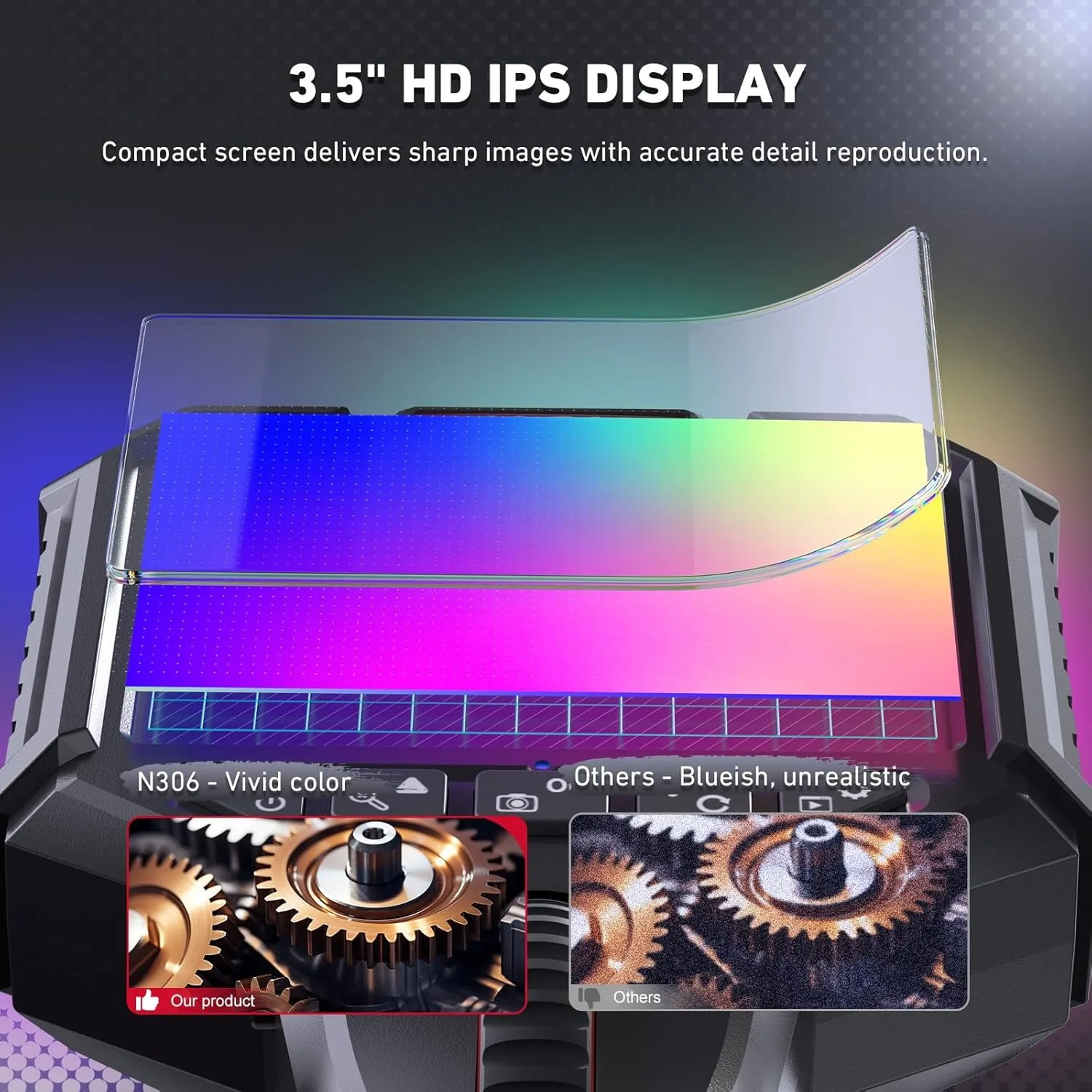 Ralcam Articulating Borescope - كاميرات فحص المنظار 6.2 مم مع 6 مصابيح LED، IP67 محرك كابل شبه صلب مقاوم للماء #2