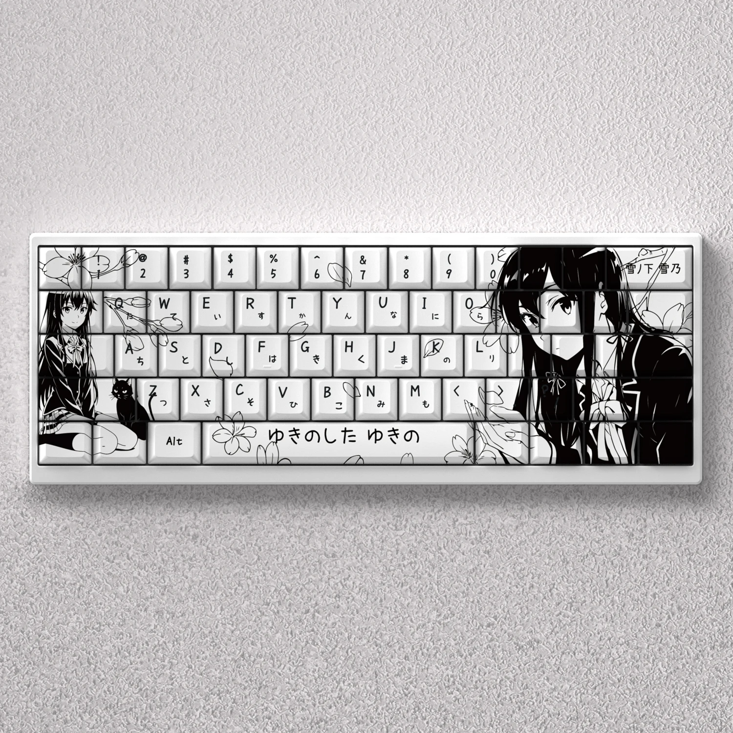 98 Key Cap Yukino Keys Cute Anime Keycaps PBT Cherry Profile Keycap Mechanical Keyboard Made68 Mad68 Wooting 60