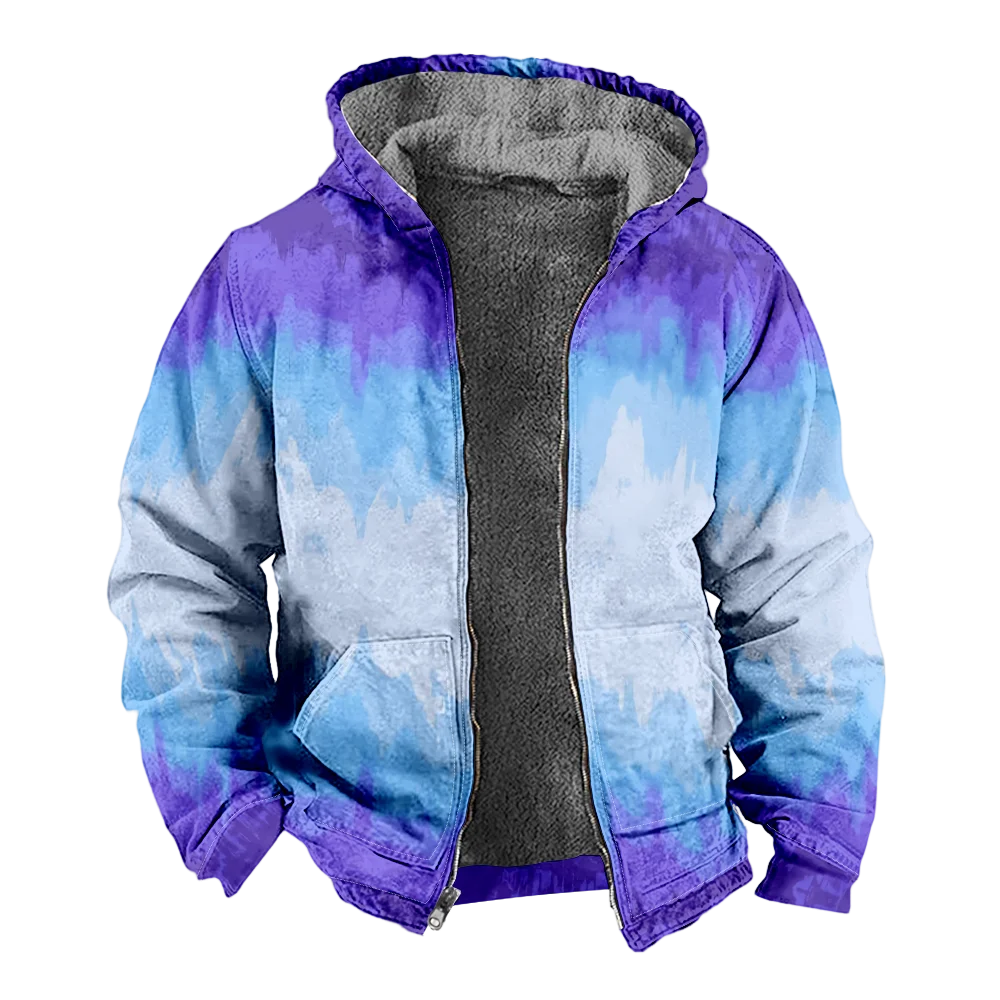 Men's Winter Jackets Coats,tie dye casual Pattern Cotton Clothes Overcoat Portable Gothic Home