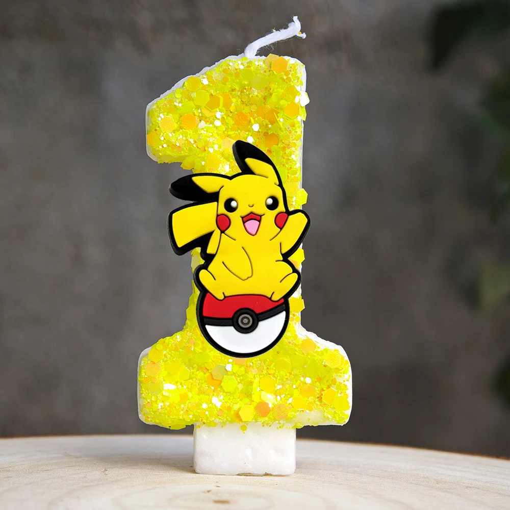 Pokemon Pikachu Kerze Cartoon 0-9 Nummer Geburtstagskerze Kind Babyparty Geburtstag Plug-in Kuchen Party Charakter Geschenkzubehör