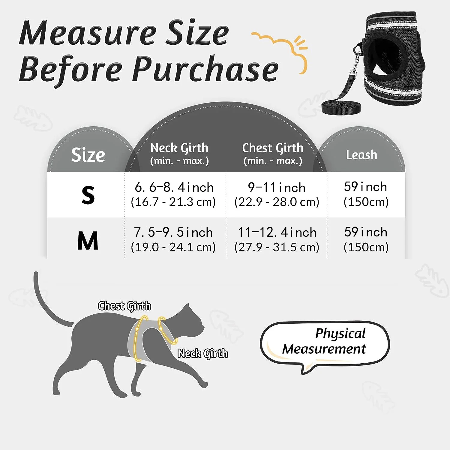 Cat Harness and Leash Set for Walking Escape Proof, Adjustable Soft Kittens Vest with Reflective Strip for Cats, Comfortable Out