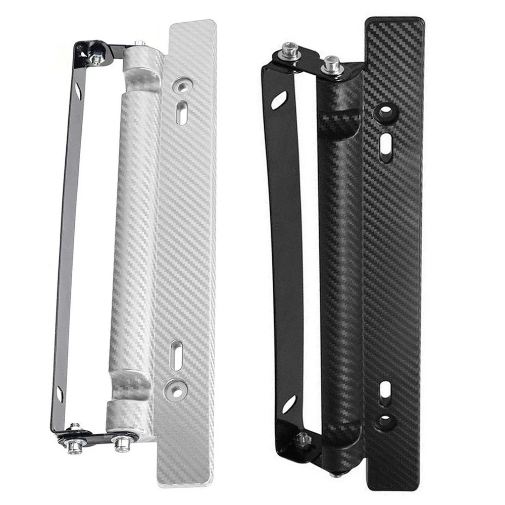 Universal Adjustable Carbon Fiber Pattern Car Racing License Plate Frame Holder Bracket Light Bar Work Lights Holder