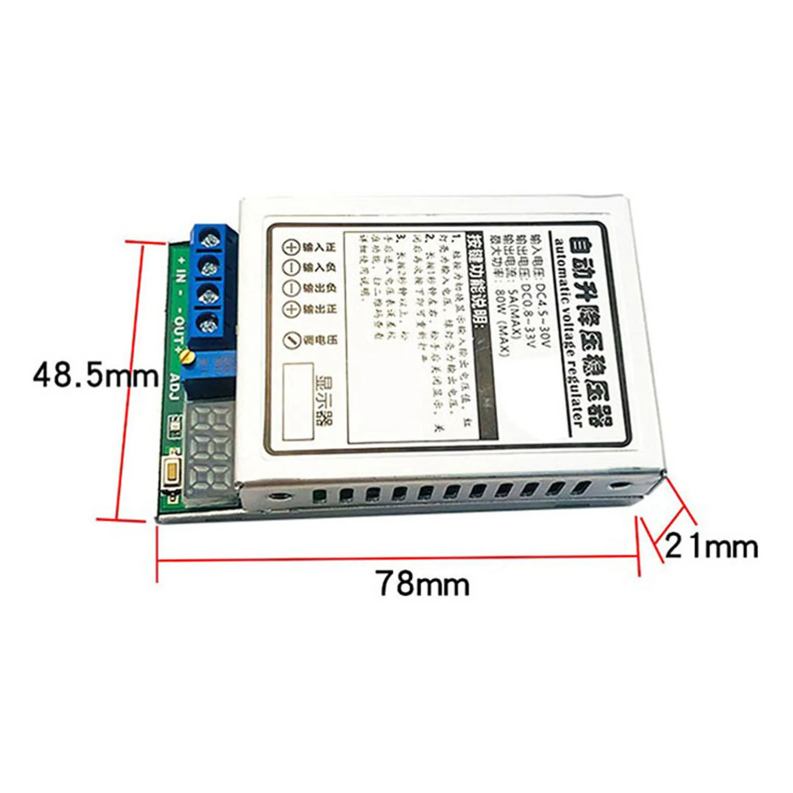 Módulo de alimentación DC-DC Módulo elevador y reductor automático de 80W Regulador de voltaje integrado automotriz 24V 12V a 9V 5V