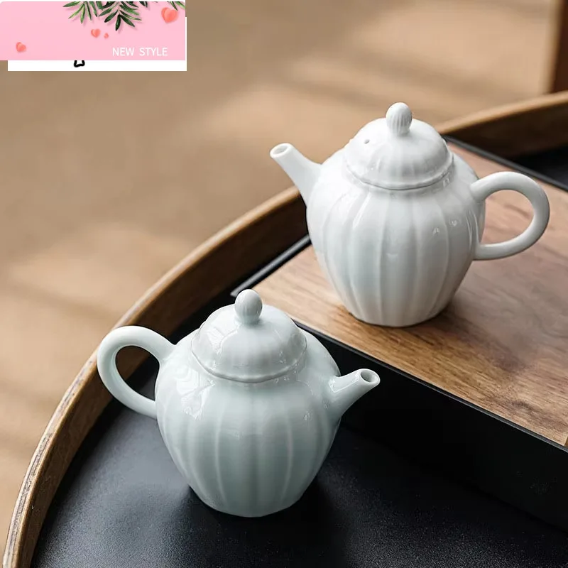 

110ml Jade Porcelain Teapots Small Xishi Ceramic Tea Pot White Porcelain Teakettle With Handle Teaset Home Decoration Accessorie