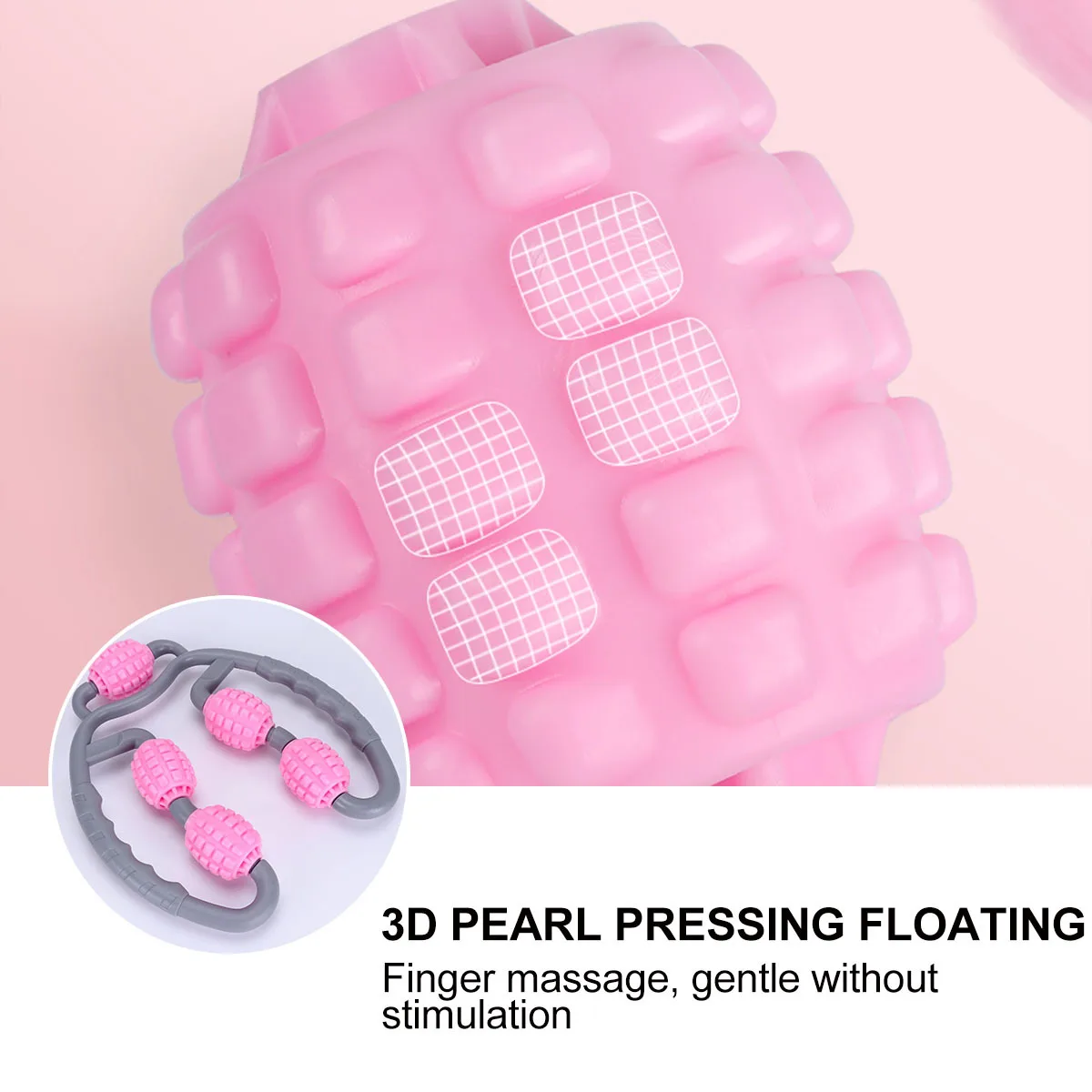 

Slimming Leg Massager Roller Ergonomic 360° Muscle Relaxation Non-Slip Handle For Legs Shoulders Neck Arms Pink