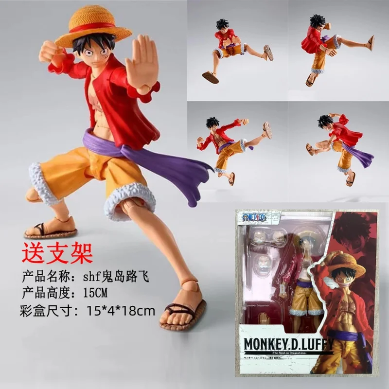 Figura de acción de Anime Monkey D. Luffy, articulaciones articuladas, muñeca móvil, juguetes, modelo coleccionable, estatua, adorno de escritorio, 15cm