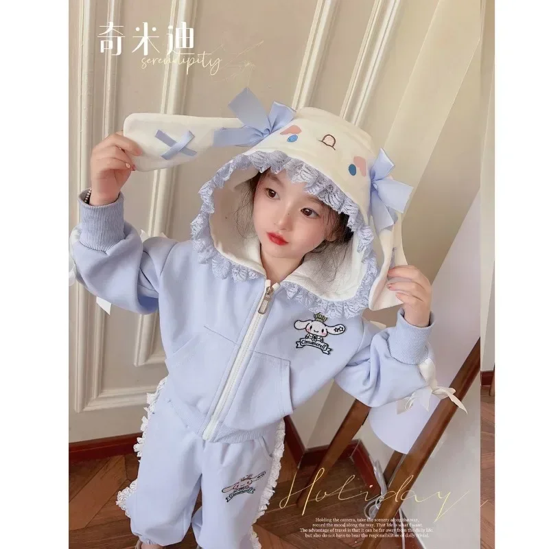 

Sanrio girls' set, new style, spring and autumn, children's sports, leisure, fashionable and cute Cinnamoroll two-piece set