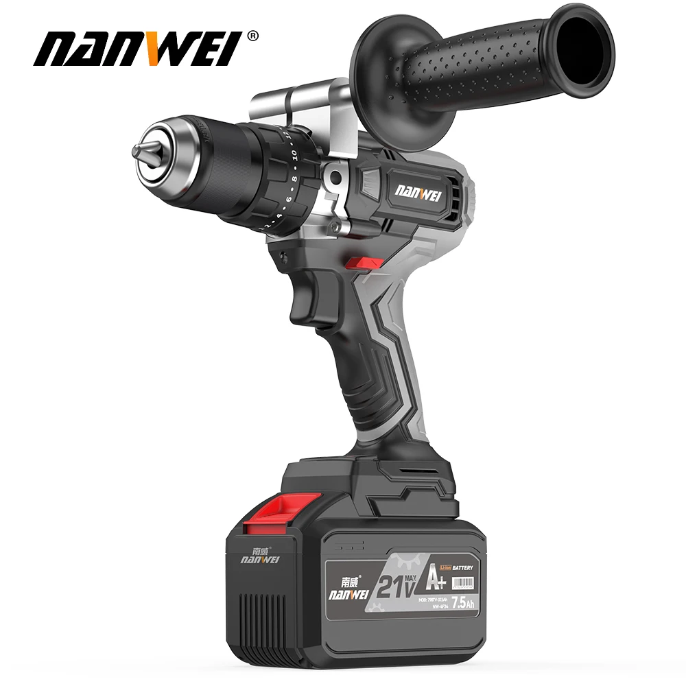 21V Brushless Lithium-Ion 200N.M Impact Drill Cordless Screwdriver 13mm Drill Chuck Fishing Drill Ice Screwdriver