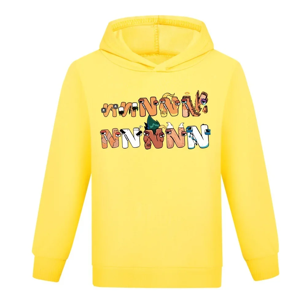 Cute Cartoon Alphabet Lore Streetwear 3D Kids Letter Anime Hoodie Teens Girl Casual Printed Pullovers Plus Size Street Tracksuit