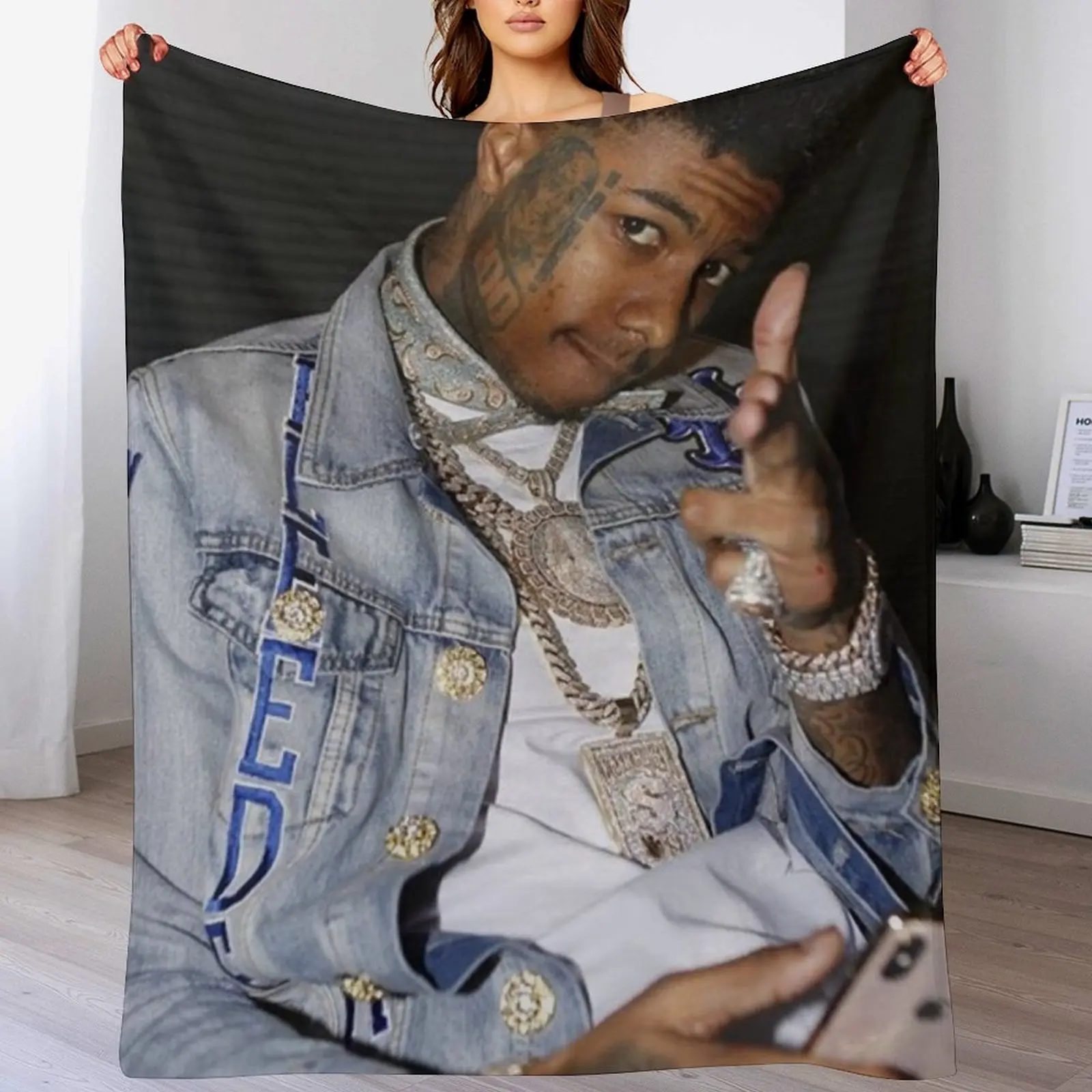 Blueface Photograph Throw Blanket Flannel sofa bed Blankets