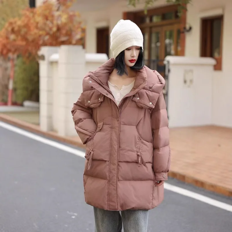 

Winter Down Jacket New Arrival Hooded Oversized Style Fashionable Elegant Fluffy Warm Extra Thick Coat for Women