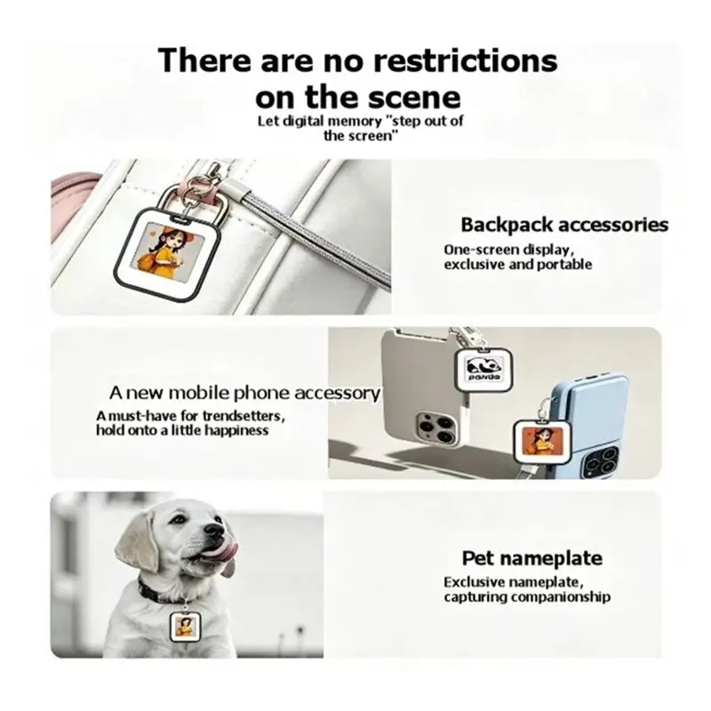 Pet Ornament Mini Electronic NFC E-Ink Screen Hanging Ornament 1.54-Inch E-Ink Screen Bag Charm Wall Decoration-A20R
